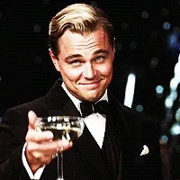 Leonardo DiCaprio raising a glass