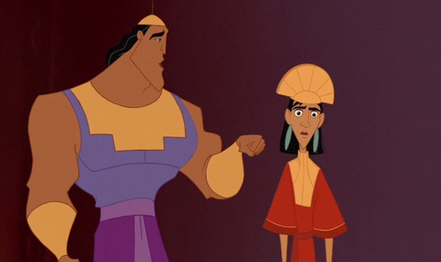 Kuzko from The Emperor's new groove saying "No Touchy" while making karate gestures at Kronk