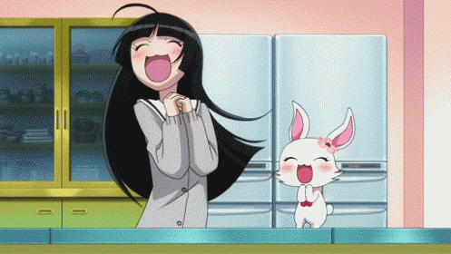 anime kawaii blushing girl rabbit