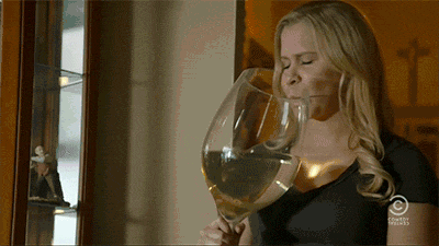 Amy Schumer Drinking Big Wine Glass