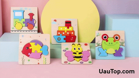 Quebra-Cabeça Infantil 3D Montessori Com Peças De Madeira Coloridas - UauTop