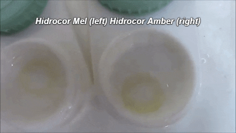 Color comparison Hidrocor Mel vs Hidrocor Amber