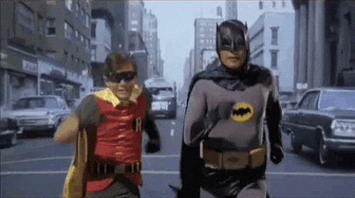 Gif of Batman and Robin running