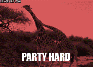 Cheezburger funny party hard giraffe GIF