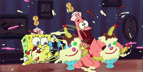 Spongebob and Patrick eating ice cream