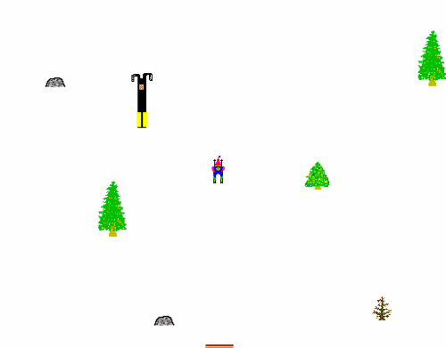 skiing game with snowman