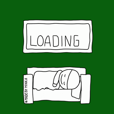 simple drawing of a person sleeping on a couch with above them a battery loading to full.