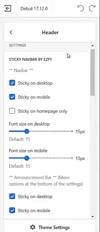 Sticky navigation bar options