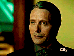 reaction hannibal calm collected smug