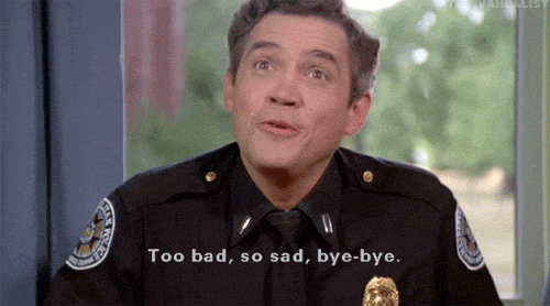 Gif of an actor captioned 'too bad, so sad, bye-bye'

used to illustrate review of See Ya Later by Katy Hurt