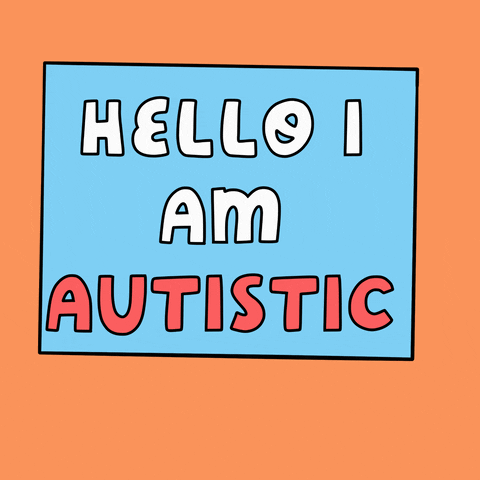 A GIF of a sign that reads "Hello I am Autistic".