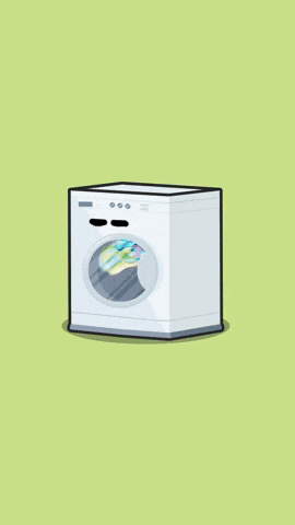Cartoon washing machine dancing under disco lights