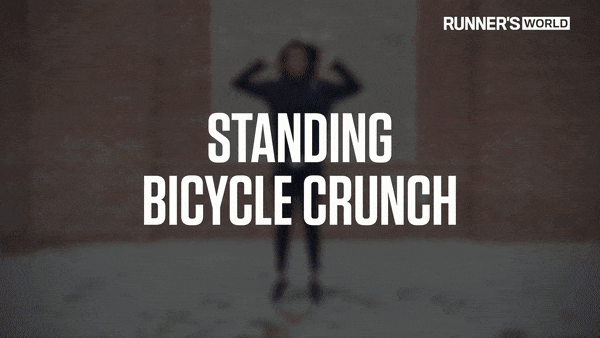 standing bicycle crunch