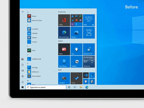 Start menu on windows 10