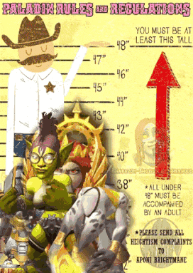 Poster saying you have to be this high to be a paladin with small WoW races