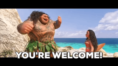 Image result for you're welcome maui gif