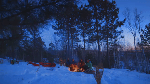 ontario bonfire in the snow