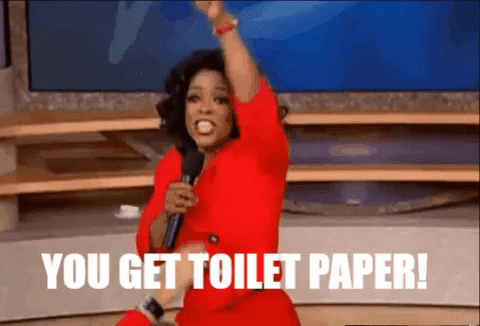 Oprah giving away toilet paper gif