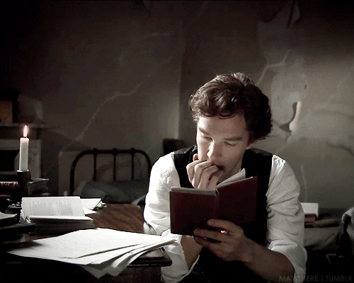 Gif of Benedict Cumberbatch reading a book -- classroom curriculum