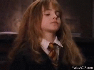 A gif of Hermione casting a spell in class