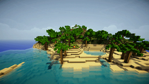 otok zgrajen v igri Minecraft