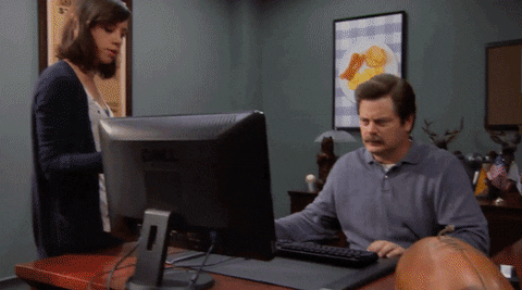 parks and recreation work computer technology ron swanson