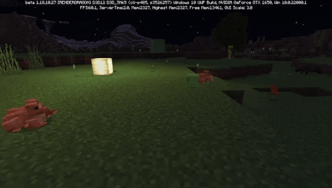 Frogs eating Slimes in Minecraft 1.19