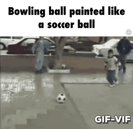 Bowling Ball Painted As Soccer Ball in funny gifs