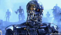 Terminator has red eyes from vaping too much