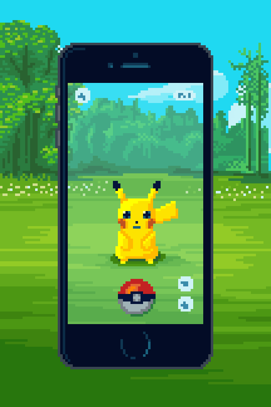 pixelated pokemon go phone gif