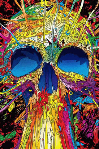 Image result for psychedelic skull gif