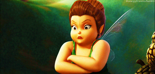 A close up of a person with a fairy costume watching you cartoon gif