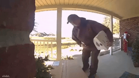 Delivery guy spot security camera in funny gifs