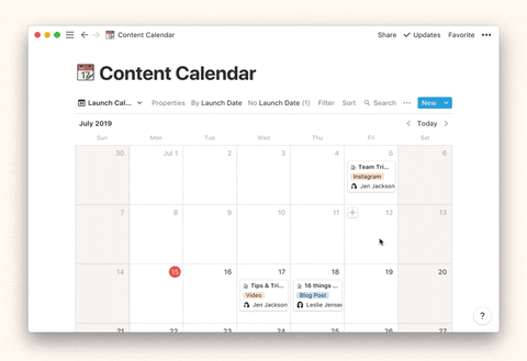 Abrir una tarjeta como una página en calendario Notion