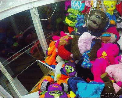 Crane claw game prank in funny gifs