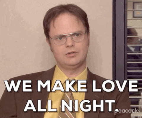   Meme with a man saying he makes loves all night