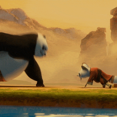 master shifu and Po from Kung Foo Panda exercising 