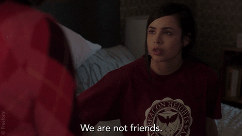 Image result for we're not friends gif