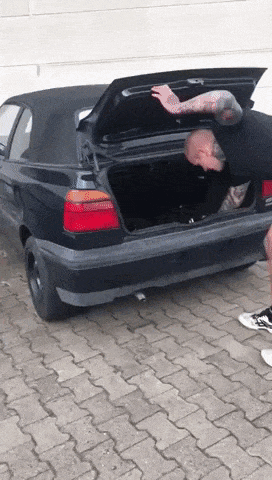 Firecracker in car trunk in fail gifs