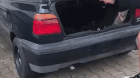 Firecracker in car trunk