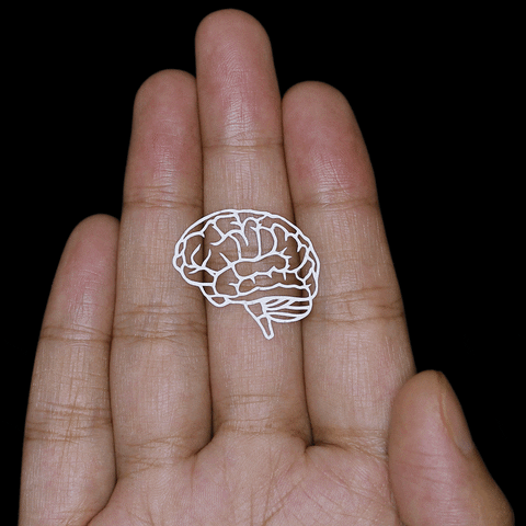 animación de un cerebro que da vueltas en una mano