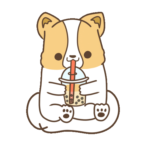 Bubble Tea Dog Sticker by corgiyolk for iOS & Android | GIPHY