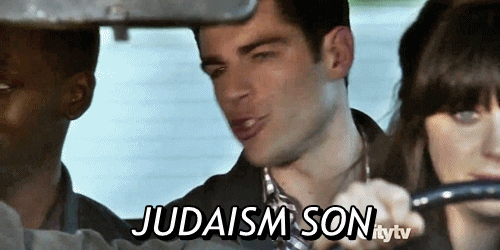 GIF of New Girl's Schmidt (Max Greenwell) saying "Judaism son"