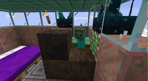 Active Zombie Cage in Iron Farm of Minecraft