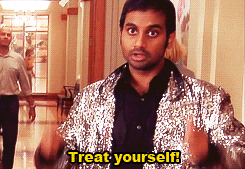 parks and recreation tom haverford finger gun treat yourself