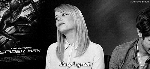 Image result for emma stone sleep is great gif