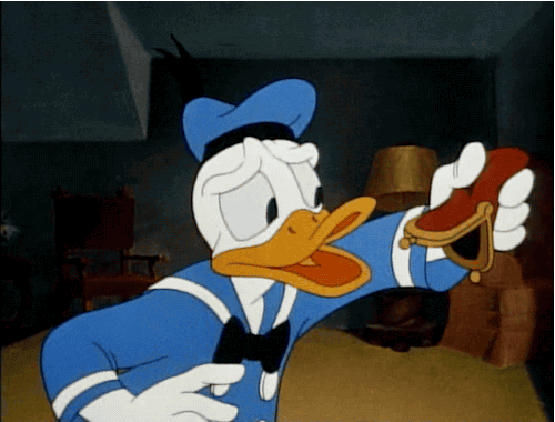 GIF showing Donald Duck shaking an empty purse agitatedly