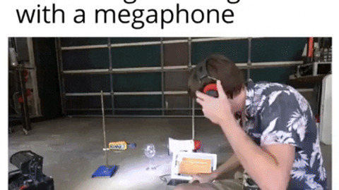 Shattering a wine glass with megaphone