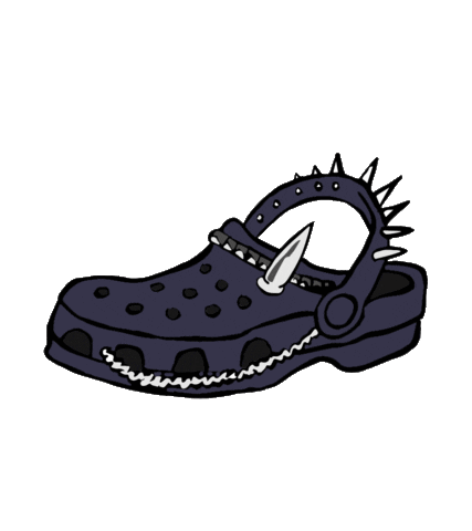 spiky black crocs.