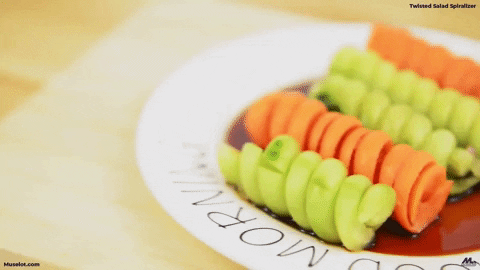 Muselot's twisted salad spiralizer will make spiral-shaped fruits and vegetables within seconds. Brings an exciting twist to your everyday salad by turning a boring zucchini into a zoodle, a potato into curly fries, etc. It helps you and your little ones develop healthy eating habits. Also, cuts down the time of making salads by well over half as you don't need to peel the fruits and vegetable to bring out fun curly shapes using this salad spiralizer.